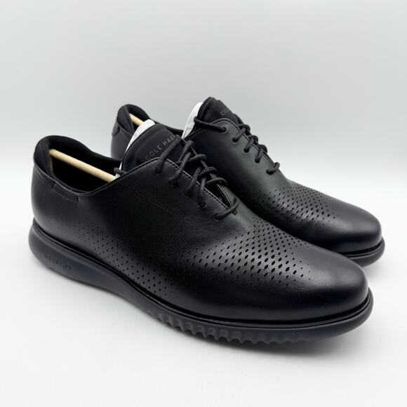 Cole Haan Mens 2.Zerogrand Laser WingTip Oxford Shoe US 10 W Black Leather NIB - Picture 5 of 12